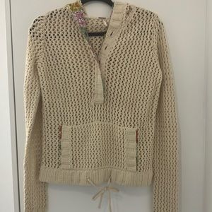 FREE PEOPLE Crochet Hooded Sweater